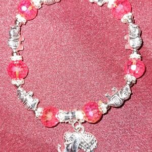 Charming Pink and Silver Elephant Bracelet